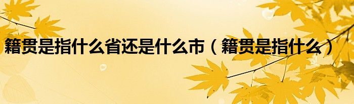 籍貫是指什么省還是什么市（籍貫是指什么）