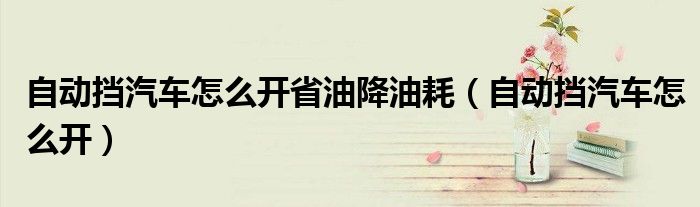 自動擋汽車怎么開省油降油耗（自動擋汽車怎么開）