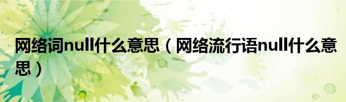 網(wǎng)絡(luò)詞null什么意思（網(wǎng)絡(luò)流行語(yǔ)null什么意思）