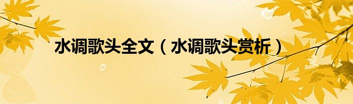 水調(diào)歌頭全文（水調(diào)歌頭賞析）