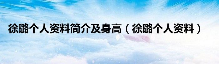 徐璐個人資料簡介及身高（徐璐個人資料）