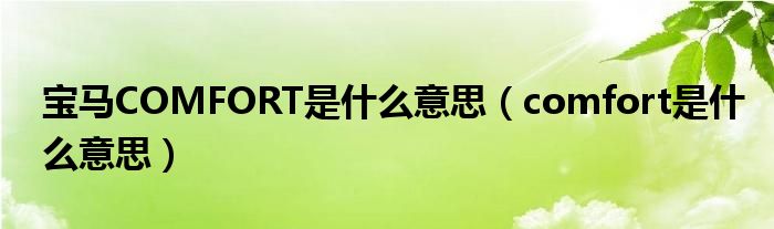 寶馬COMFORT是什么意思（comfort是什么意思）