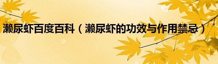 瀨尿蝦百度百科（瀨尿蝦的功效與作用禁忌）