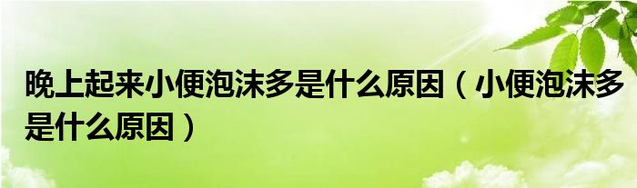 晚上起來(lái)小便泡沫多是什么原因（小便泡沫多是什么原因）