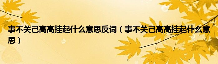 事不關(guān)己高高掛起什么意思反詞（事不關(guān)己高高掛起什么意思）