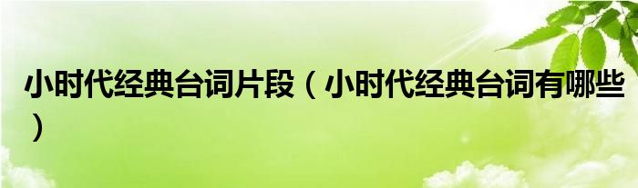 小時(shí)代經(jīng)典臺(tái)詞片段（小時(shí)代經(jīng)典臺(tái)詞有哪些）
