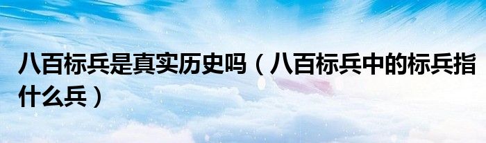八百標(biāo)兵是真實(shí)歷史嗎（八百標(biāo)兵中的標(biāo)兵指什么兵）