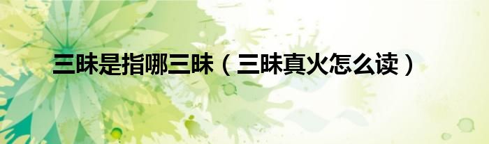 三昧是指哪三昧（三昧真火怎么讀）