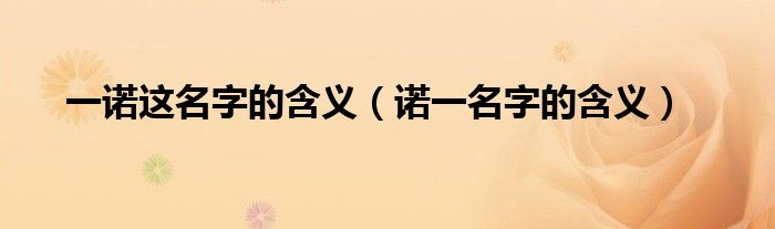 一諾這名字的含義（諾一名字的含義）