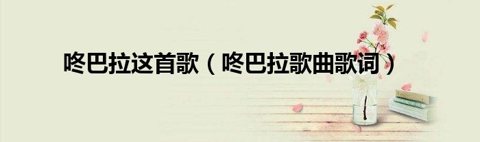 咚巴拉這首歌（咚巴拉歌曲歌詞）