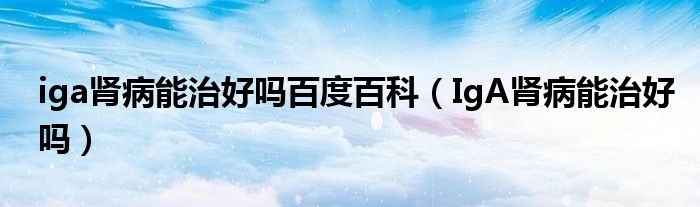 iga腎病能治好嗎百度百科（IgA腎病能治好嗎）