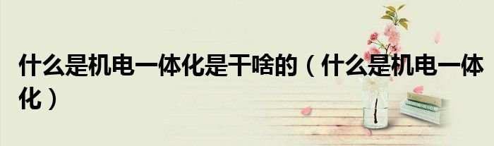 什么是機(jī)電一體化是干啥的（什么是機(jī)電一體化）