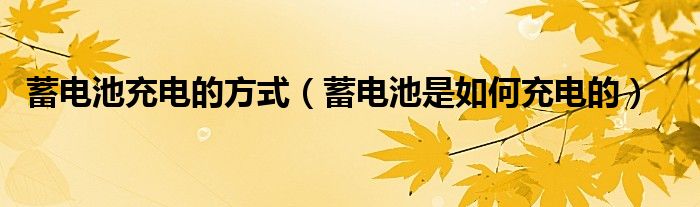 蓄電池充電的方式（蓄電池是如何充電的）
