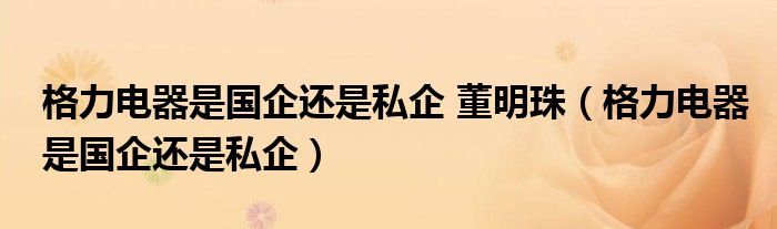 格力電器是國(guó)企還是私企 董明珠（格力電器是國(guó)企還是私企）