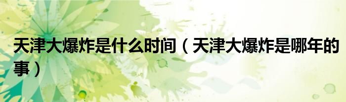天津大爆炸是什么時(shí)間（天津大爆炸是哪年的事）
