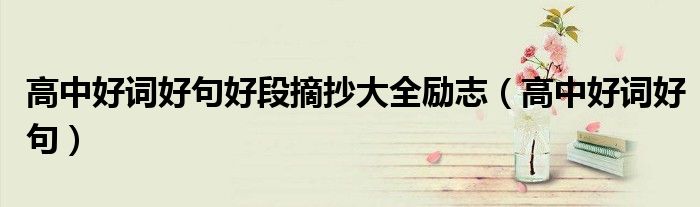 高中好詞好句好段摘抄大全勵(lì)志（高中好詞好句）