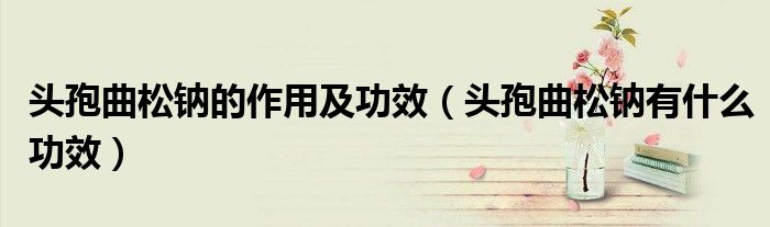 頭孢曲松鈉的作用及功效（頭孢曲松鈉有什么功效）