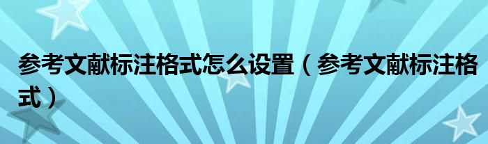 參考文獻標注格式怎么設置（參考文獻標注格式）