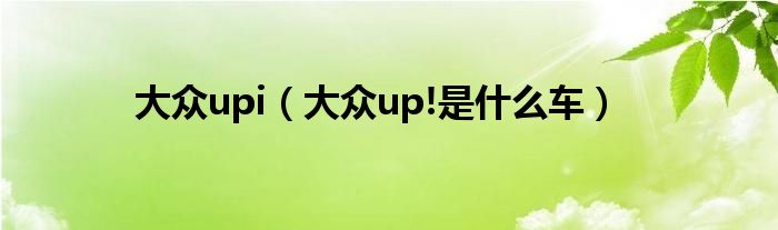 大眾upi（大眾up!是什么車）