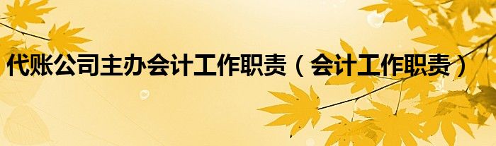 代賬公司主辦會計工作職責(zé)（會計工作職責(zé)）