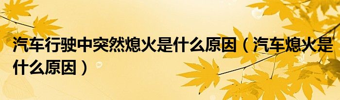 汽車行駛中突然熄火是什么原因（汽車熄火是什么原因）
