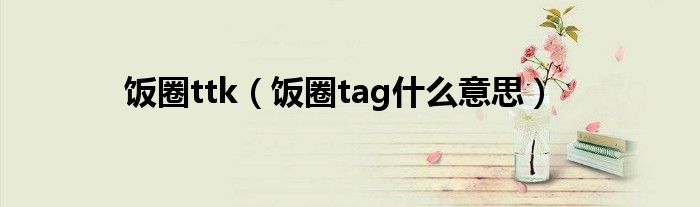飯圈ttk（飯圈tag什么意思）