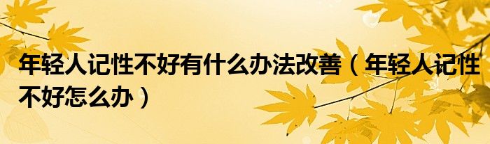 年輕人記性不好有什么辦法改善（年輕人記性不好怎么辦）
