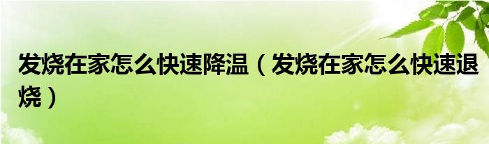 發(fā)燒在家怎么快速降溫（發(fā)燒在家怎么快速退燒）
