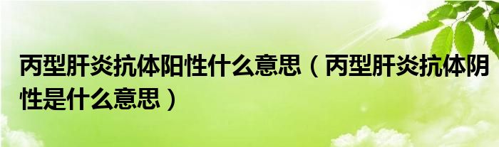 丙型肝炎抗體陽性什么意思（丙型肝炎抗體陰性是什么意思）