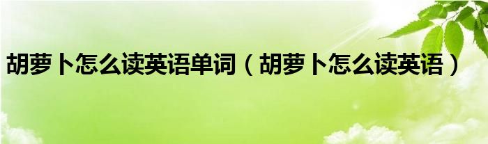 胡蘿卜怎么讀英語單詞（胡蘿卜怎么讀英語）