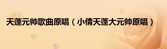 天蓬元帥歌曲原唱（小倩天蓬大元帥原唱）