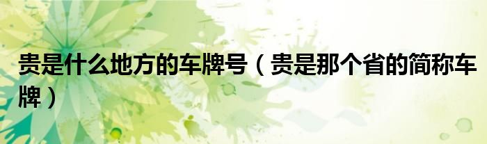 貴是什么地方的車牌號(hào)（貴是那個(gè)省的簡(jiǎn)稱車牌）