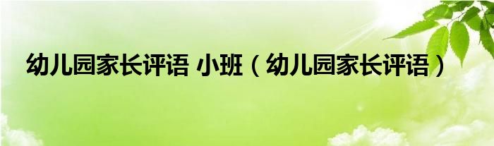 幼兒園家長(zhǎng)評(píng)語 小班（幼兒園家長(zhǎng)評(píng)語）