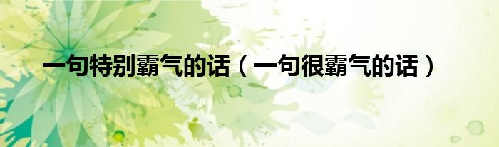 一句特別霸氣的話（一句很霸氣的話）
