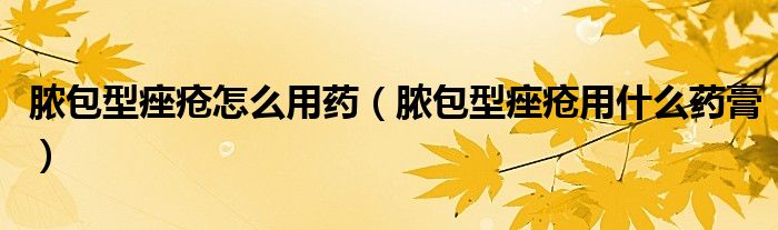 膿包型痤瘡怎么用藥（膿包型痤瘡用什么藥膏）