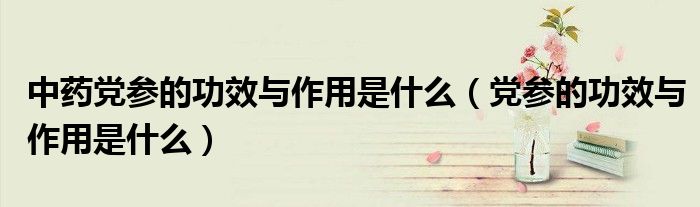 中藥黨參的功效與作用是什么（黨參的功效與作用是什么）