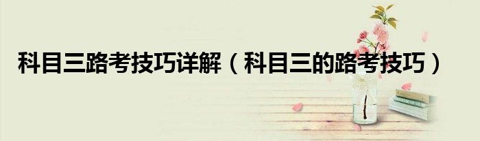 科目三路考技巧詳解（科目三的路考技巧）