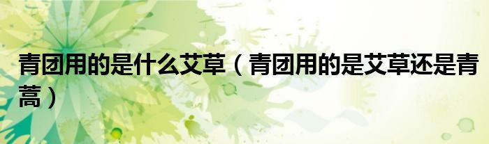 青團用的是什么艾草（青團用的是艾草還是青蒿）
