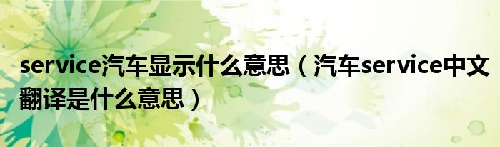 service汽車顯示什么意思（汽車service中文翻譯是什么意思）