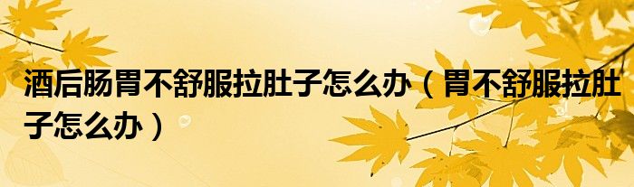 酒后腸胃不舒服拉肚子怎么辦（胃不舒服拉肚子怎么辦）