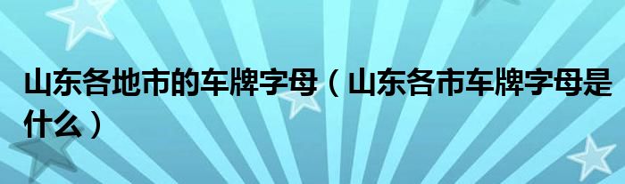 山東各地市的車牌字母（山東各市車牌字母是什么）