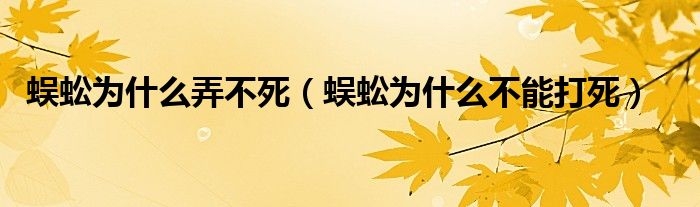 蜈蚣為什么弄不死（蜈蚣為什么不能打死）