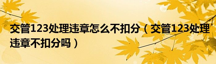 交管123處理違章怎么不扣分（交管123處理違章不扣分嗎）