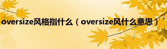 oversize風(fēng)格指什么（oversize風(fēng)什么意思）