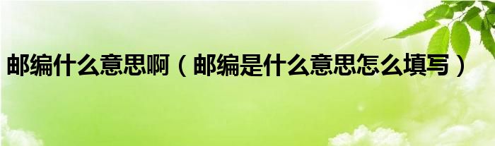 郵編什么意思?。ㄠ]編是什么意思怎么填寫）