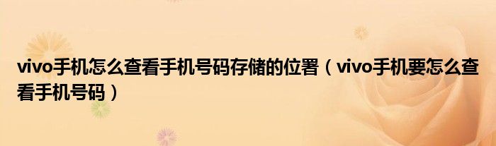 vivo手機(jī)怎么查看手機(jī)號(hào)碼存儲(chǔ)的位署（vivo手機(jī)要怎么查看手機(jī)號(hào)碼）