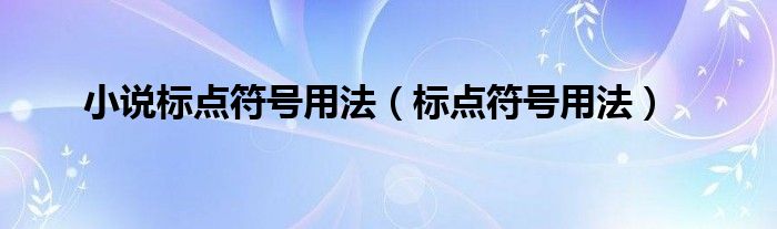 小說(shuō)標(biāo)點(diǎn)符號(hào)用法（標(biāo)點(diǎn)符號(hào)用法）