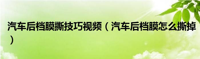汽車后檔膜撕技巧視頻（汽車后檔膜怎么撕掉）