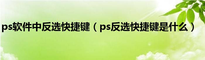ps軟件中反選快捷鍵（ps反選快捷鍵是什么）