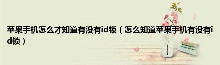 蘋果手機(jī)怎么才知道有沒有id鎖（怎么知道蘋果手機(jī)有沒有id鎖）